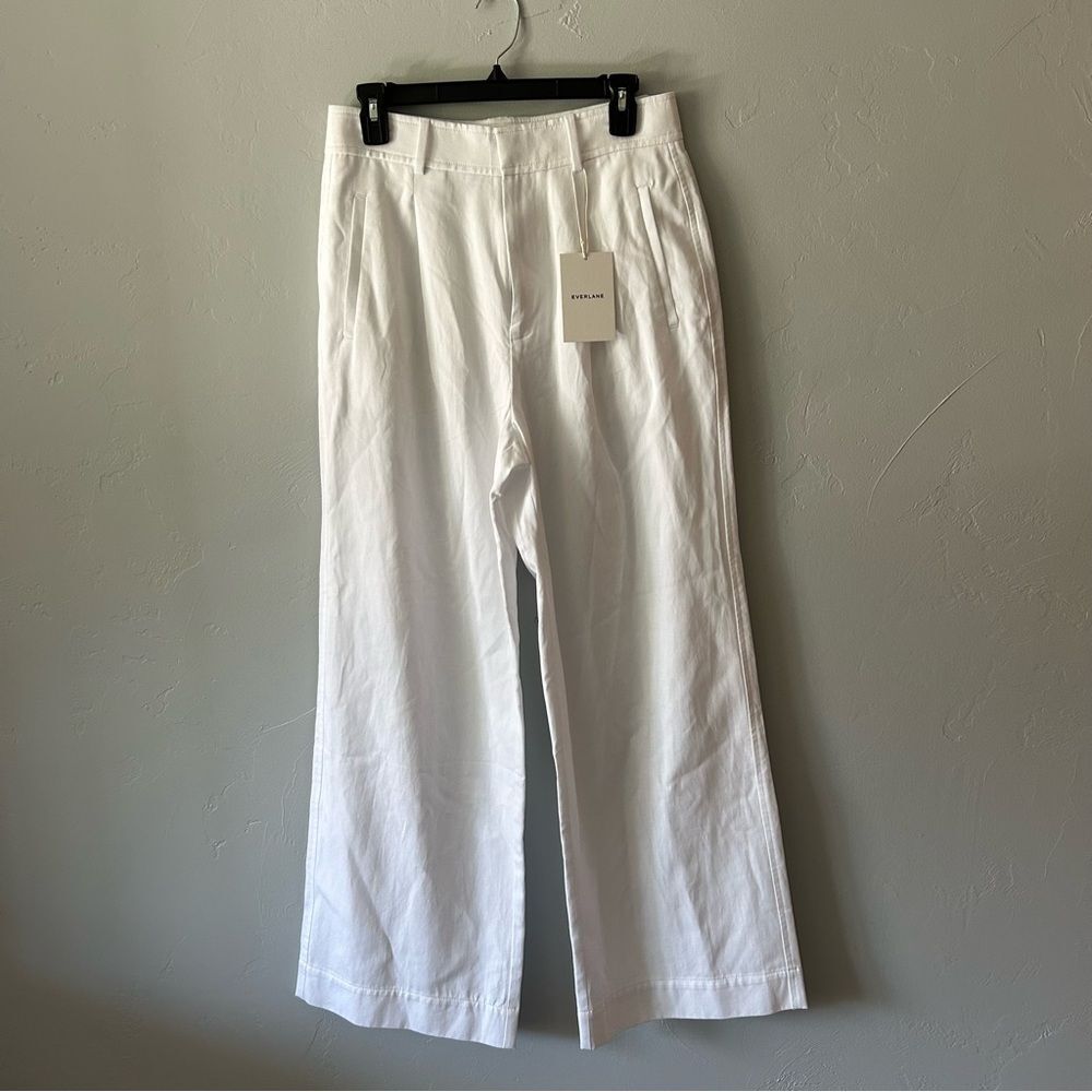 Everlane Lyocell Cotton Way High Wide Leg Pants White 6 Short